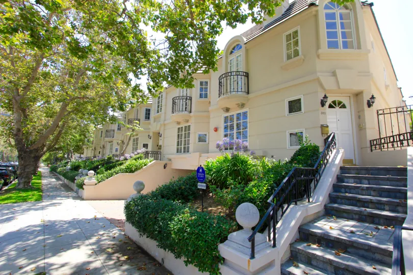 The landscaping seen around the Almont Townhomes