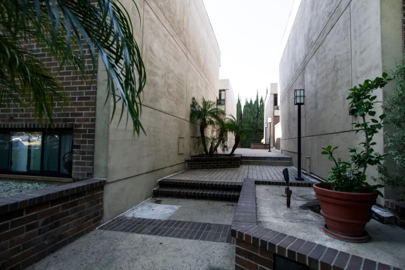 The walkway around Burtonhill Townhomes