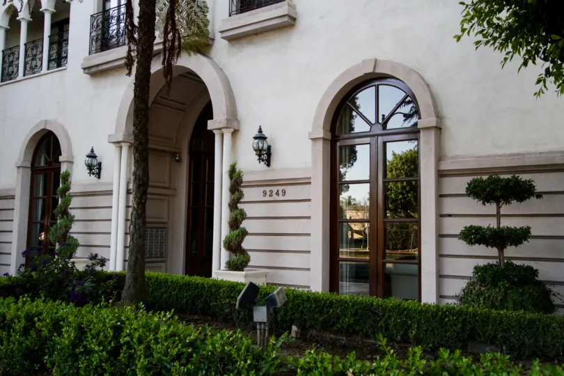 The arched windows seen on Le Faubourg St Germain in Beverly Hills