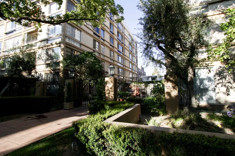 The landscaping seen around Maple Towers