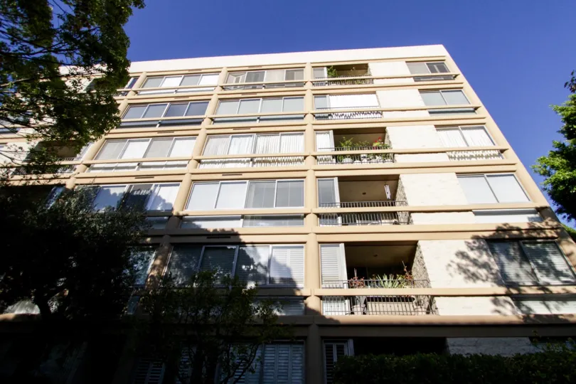 The balconies of Maple Towers in Beverly Hills