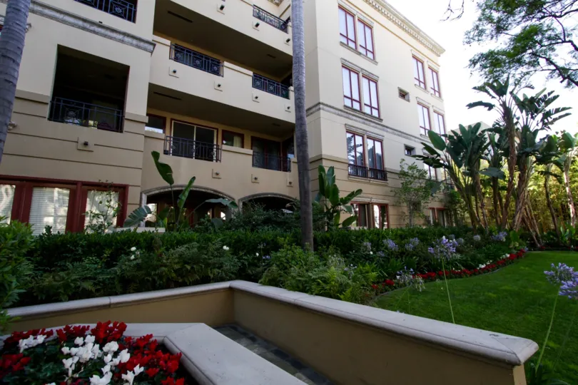 The landscaping seen around The Oakhurst