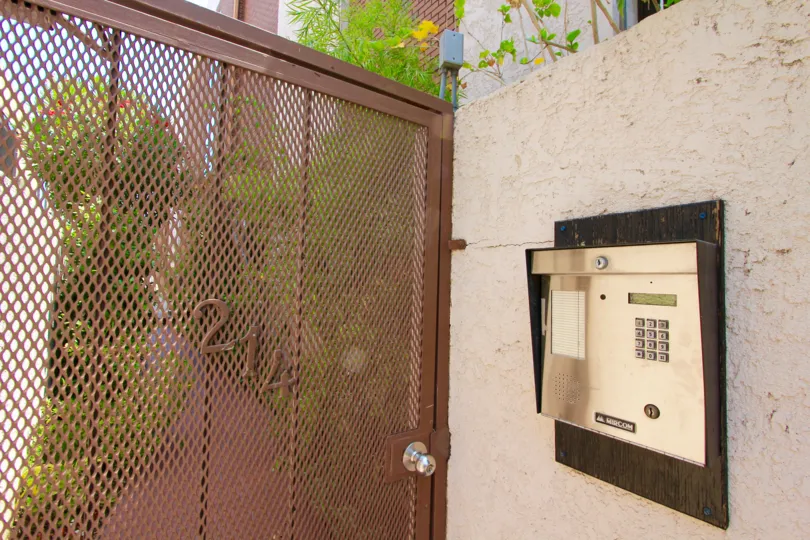 The security of the locked door at the Tiffany Plaza in Beverly Hills