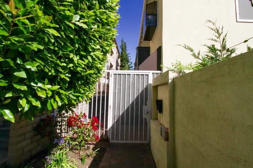 A metal gate offers security to the 11634 Gorham residents