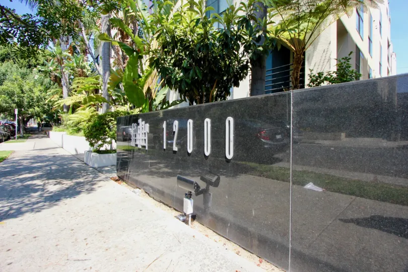 Entrance signage to 12000 Goshen, Brentwood, Calidfornia