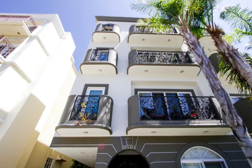 Balconies with ornate iron work at Bellagio Villas