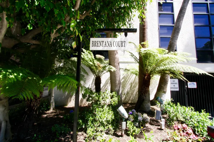 Marquee for Brentanna Court hangs from a sign post