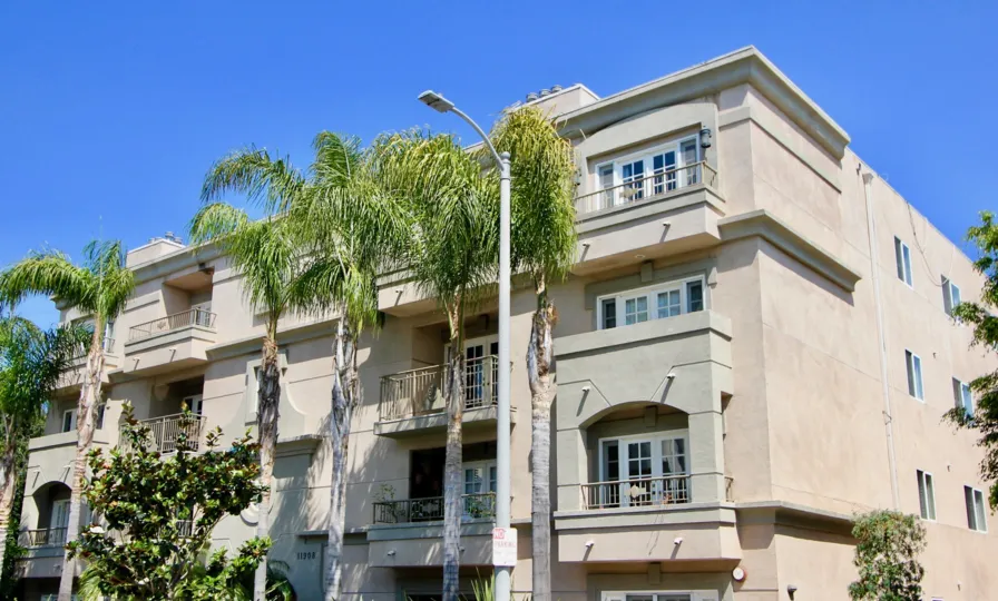Several homes with Palm Trees and a lamp post at the Brentwood Darlington