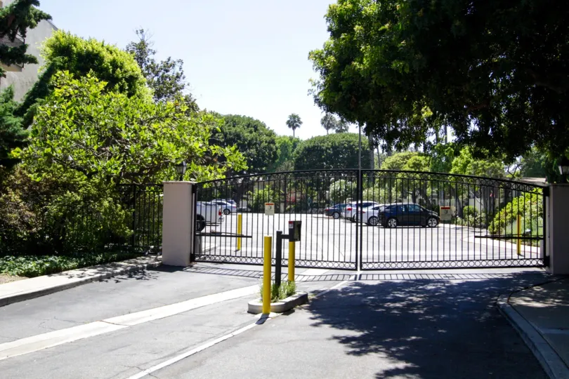 Gated car entrance to Brentwood Sunset