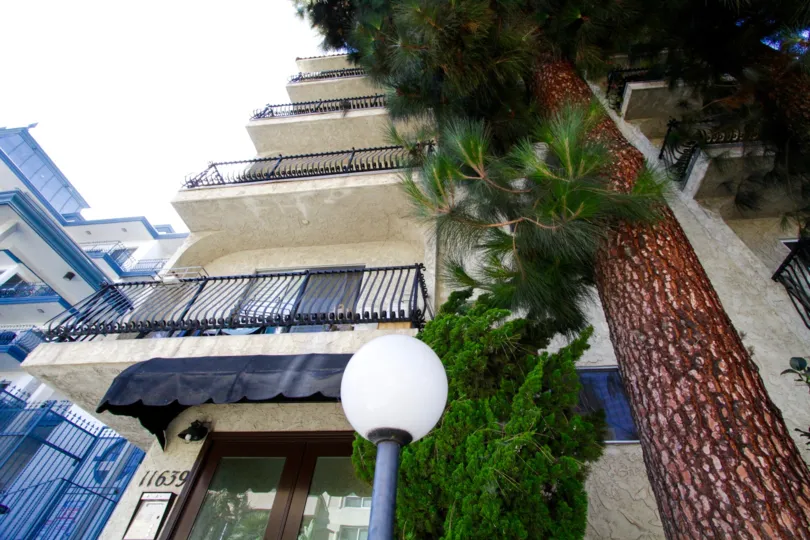 Balconies on each floor of Chenault Towers extending outward