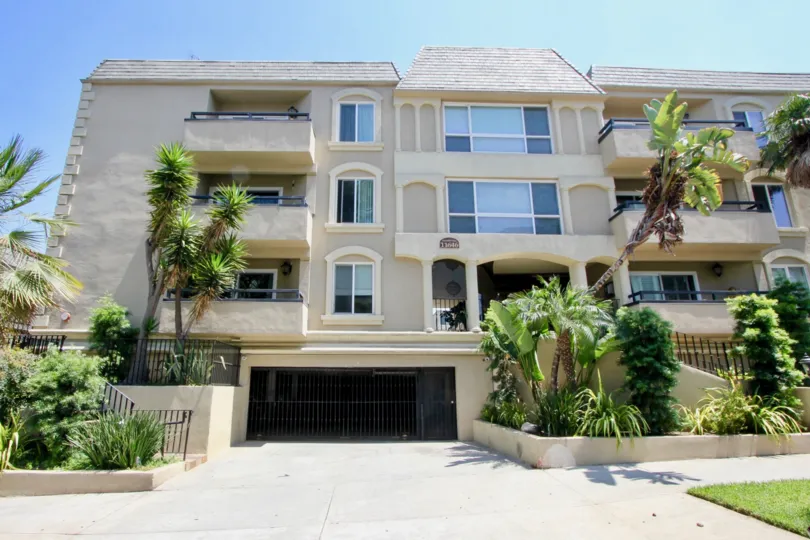 Palm trees on a beautiful day at Chenault Villas in Brentwood, California