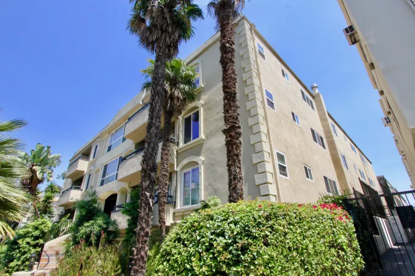 A sunny day at the front part of the Chenault Villas' community in Brentwood, CA