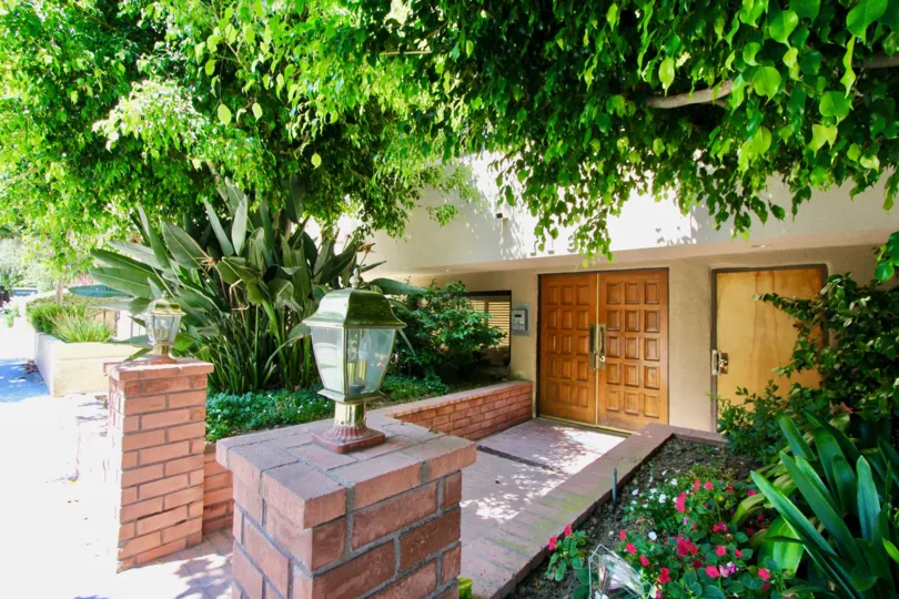 A sunny day at the front part of the Concept 84's community in Brentwood, CA