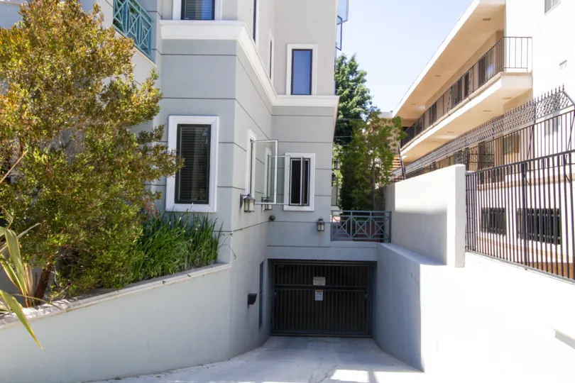 Gated subterranean parking entrance to Darlington Penthouse