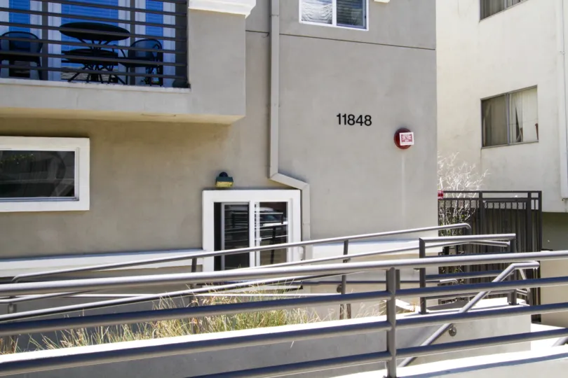 Walkway wraps down to the entry to Gorshen Avenue Condos