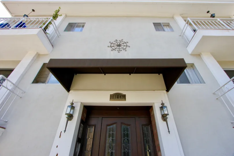 Large front entry and patios on a manor House in Brentwood, California.