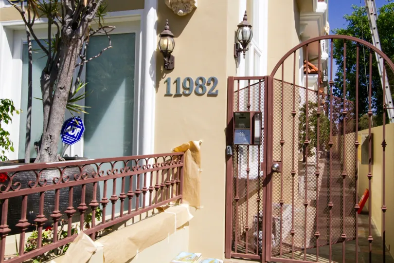 Address numbers at entry gate to Mayfield Bundy