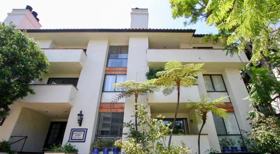 A sunny day in the Montana Pacifica with an apartment and glass window.
