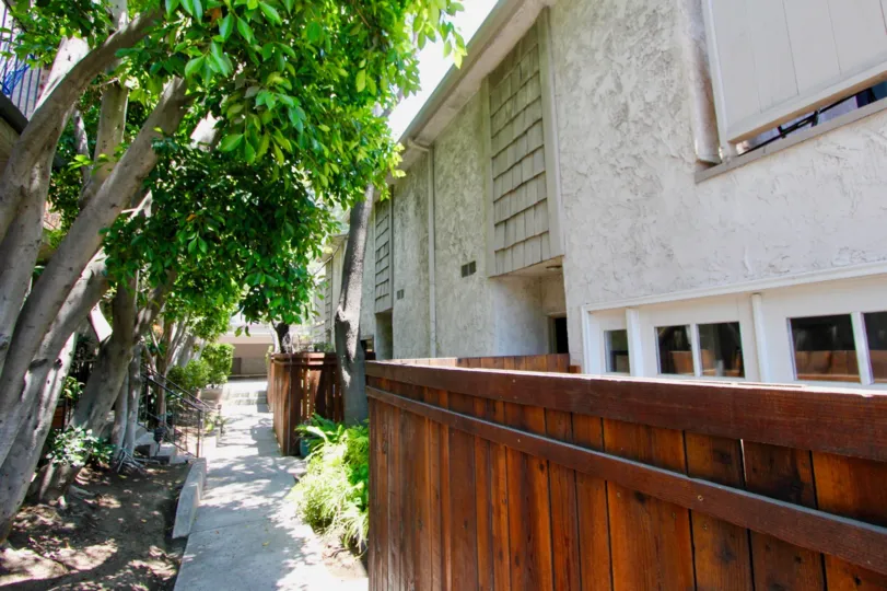 The Pathway surrounded by trees outside Parkview Terrace in Brentwood, CA