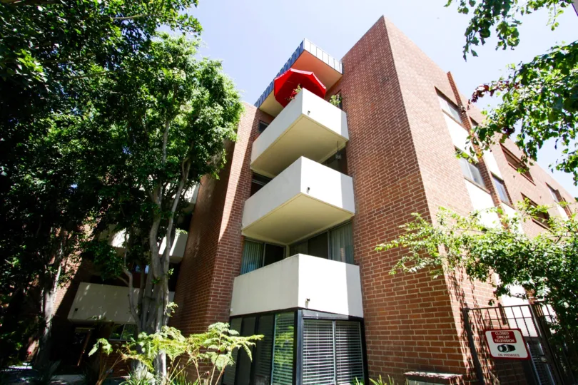 Balconies extending from the Sunset Terrace building