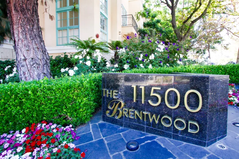 Made of granite tile the Brentwood Marquee stands at the entrance