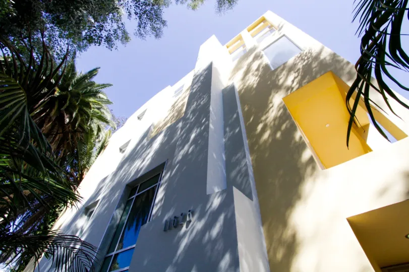 Clean lines and solid colors lend to the modern design of The Chenault condos