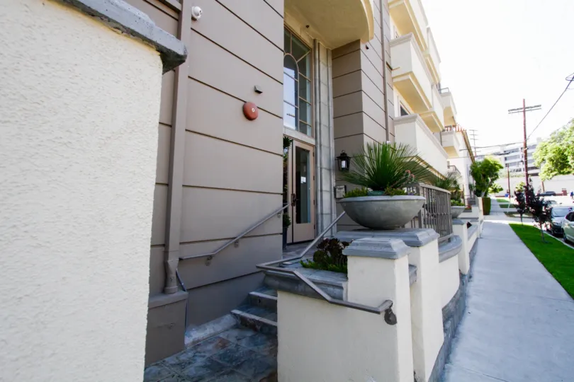 Steps lead to the front entry of Brentwood Estates