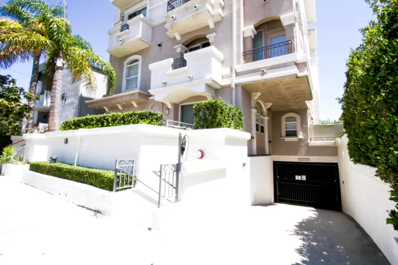 Private gated parking entrance at The Portofino condos