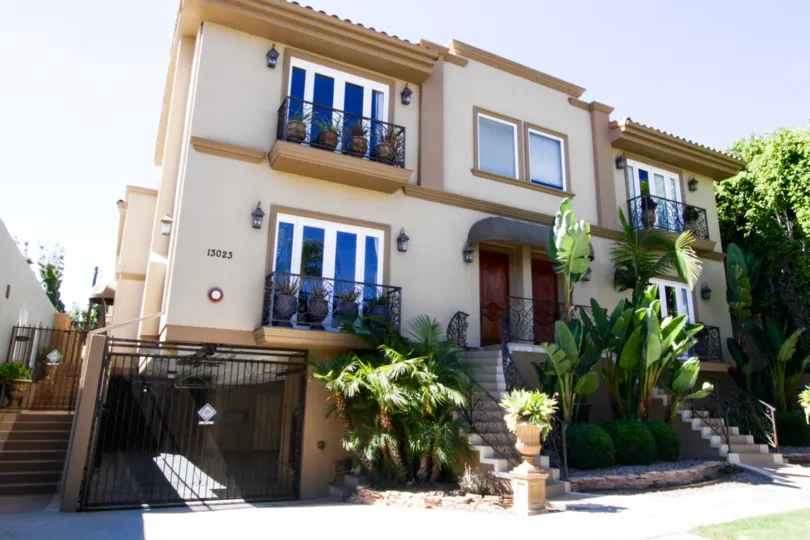 Private gated parking entrance to Villa Montana III condos