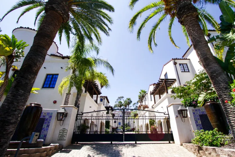 Gated Entry leads to the private Villas Del Encanto condos