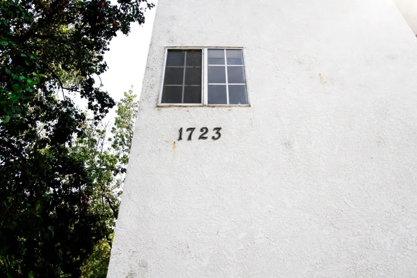The address on the building at 1723 Landis St