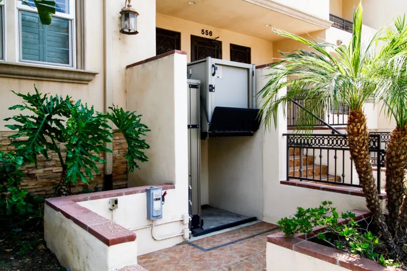 The address above the entrance at 556 E Palm Ave in Burbank California