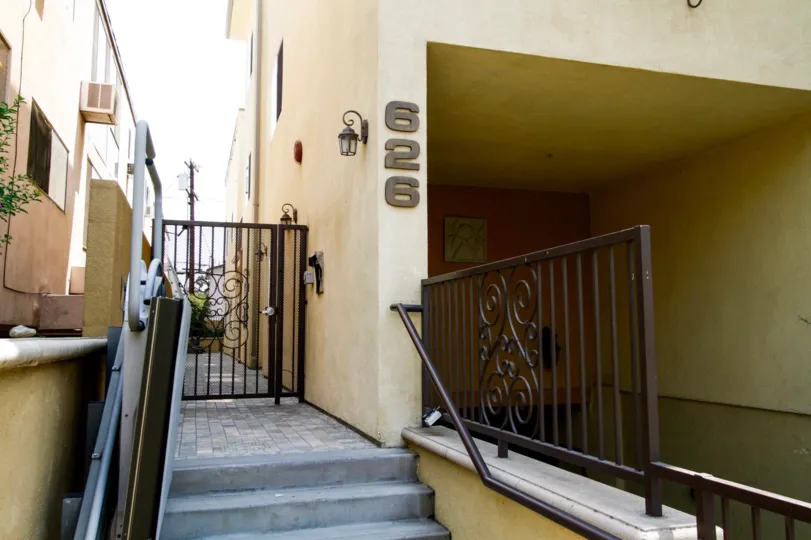 The address on the building at 626 E Orange Grove Ave