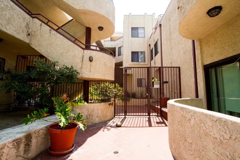The gate into the Angeleno Townhomes