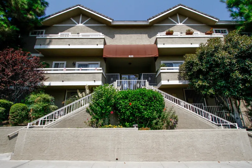 The entrance at the top of the stairs at Gateway Condos