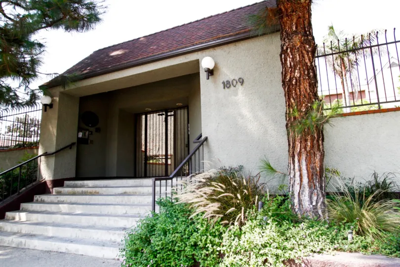 The address for McCambridge Townhomes written on the building