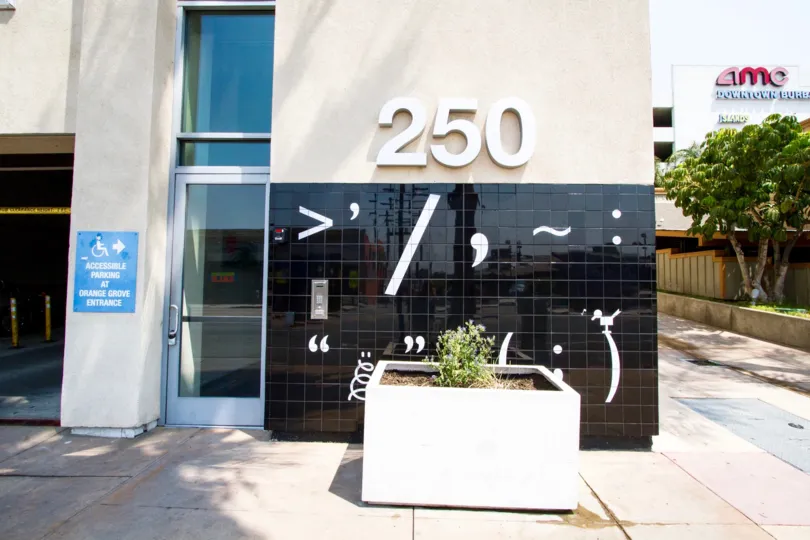 The address on The Burbank Collection building in Burbank California