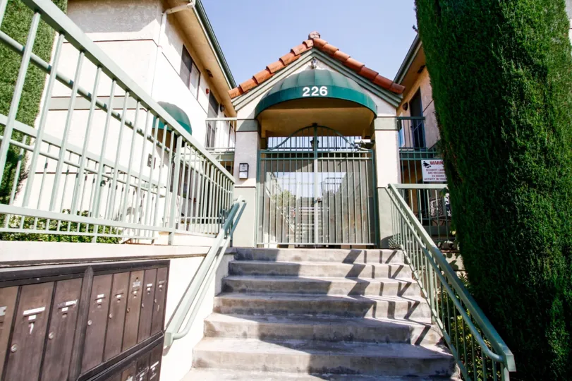 The address above the entrance into Tujunga Villas