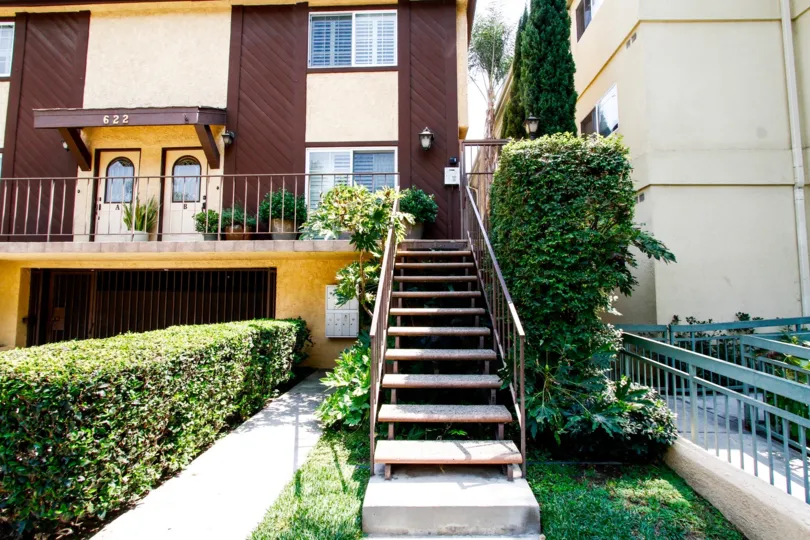 The stairs up to Villa Palm Condominiums