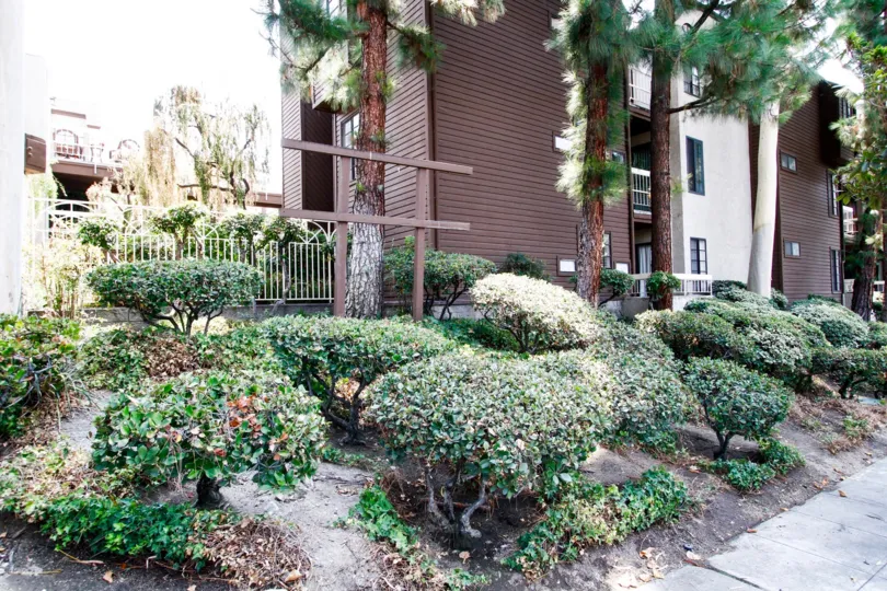 The landscaping at the Woodside Manor