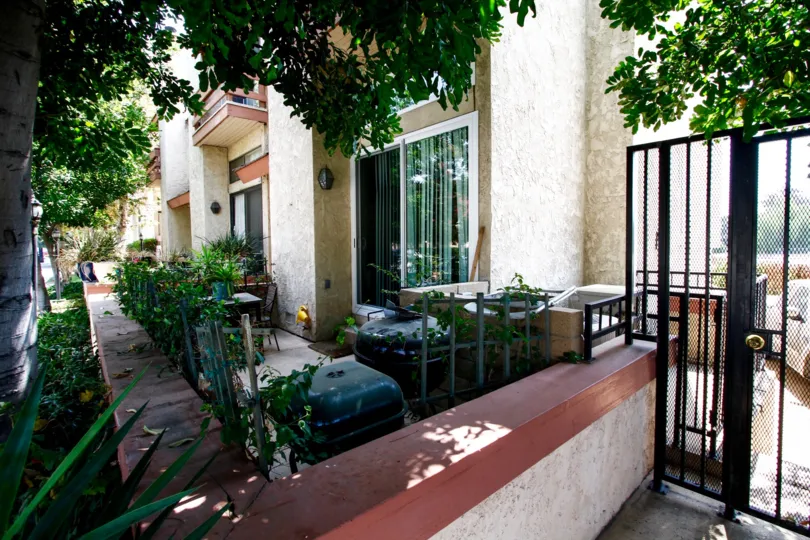 The patio on units at 21054 Parthenia St