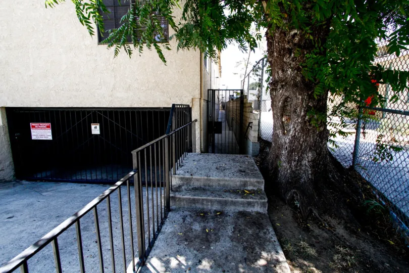The walkway up to 7009 Remmet Ave