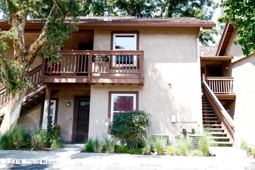 The balcony on a unit in Canoga Lakes