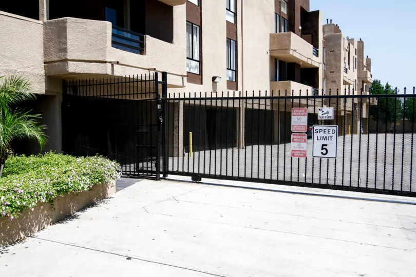 The gate for parking at Elkwood Terrace