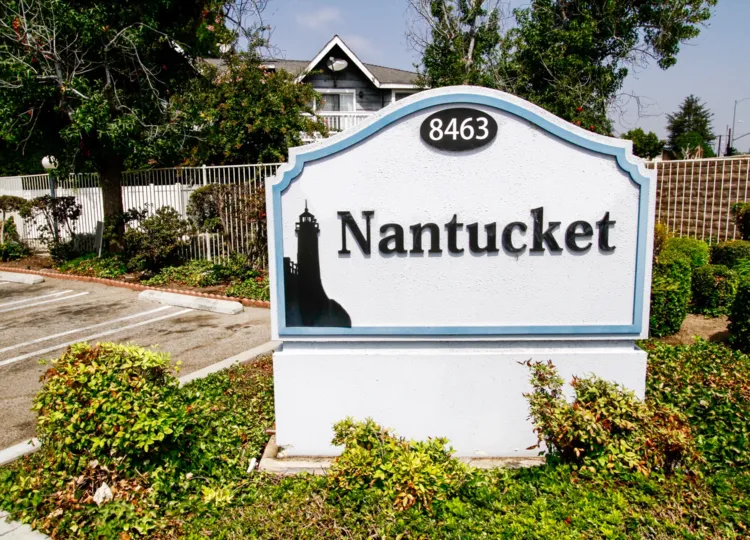 The sign welcoming you to Nantucket in Canoga Park California