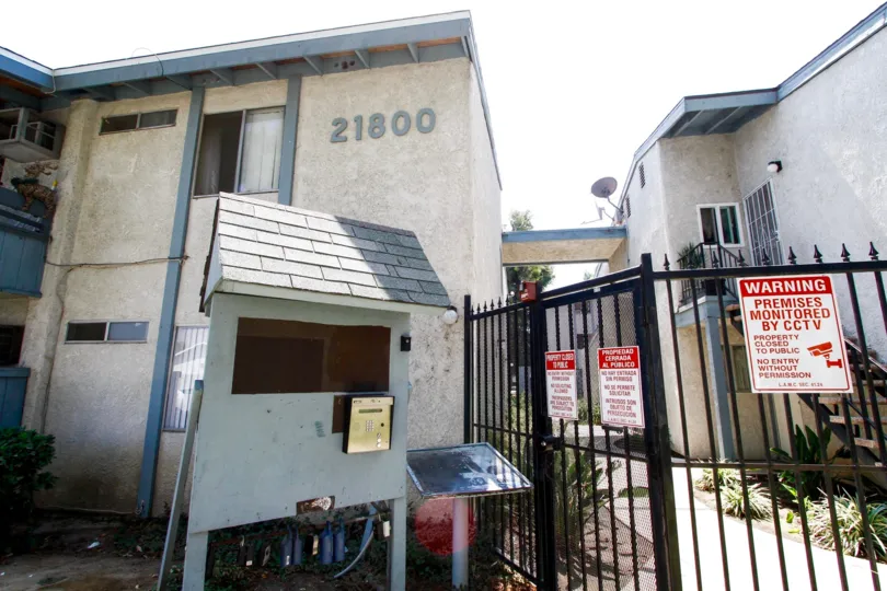 The address seen on the building at Olive Creek in Canoga Park California