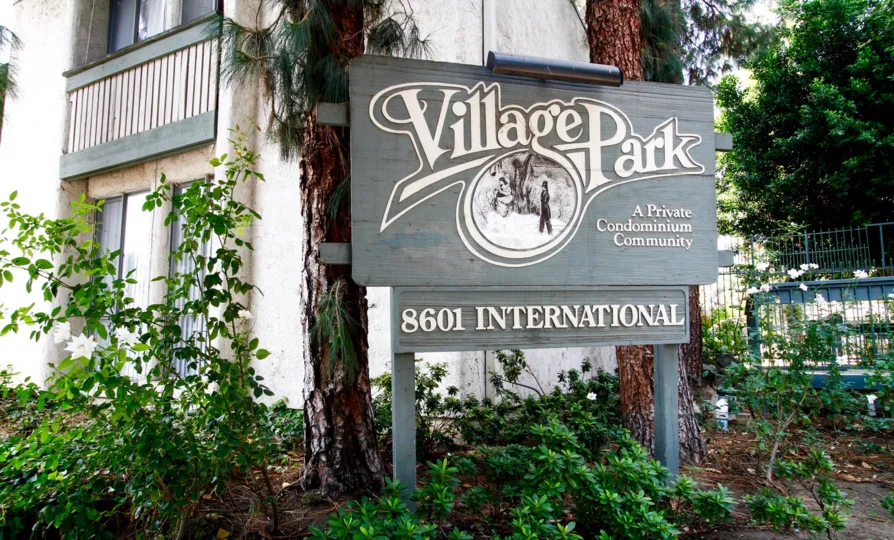 The welcoming sign into Village Park in Canoga Park California
