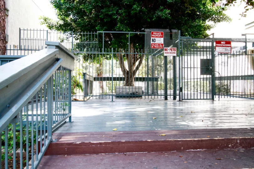 The gate into Village Park