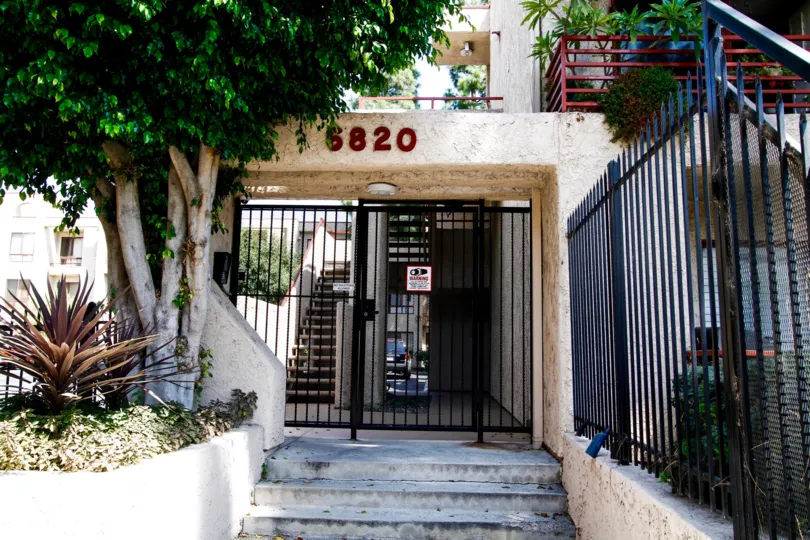 The address above the entrance into Warner Gardens