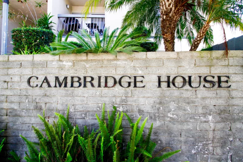 The sign welcoming you into Cambridge House in Culver City